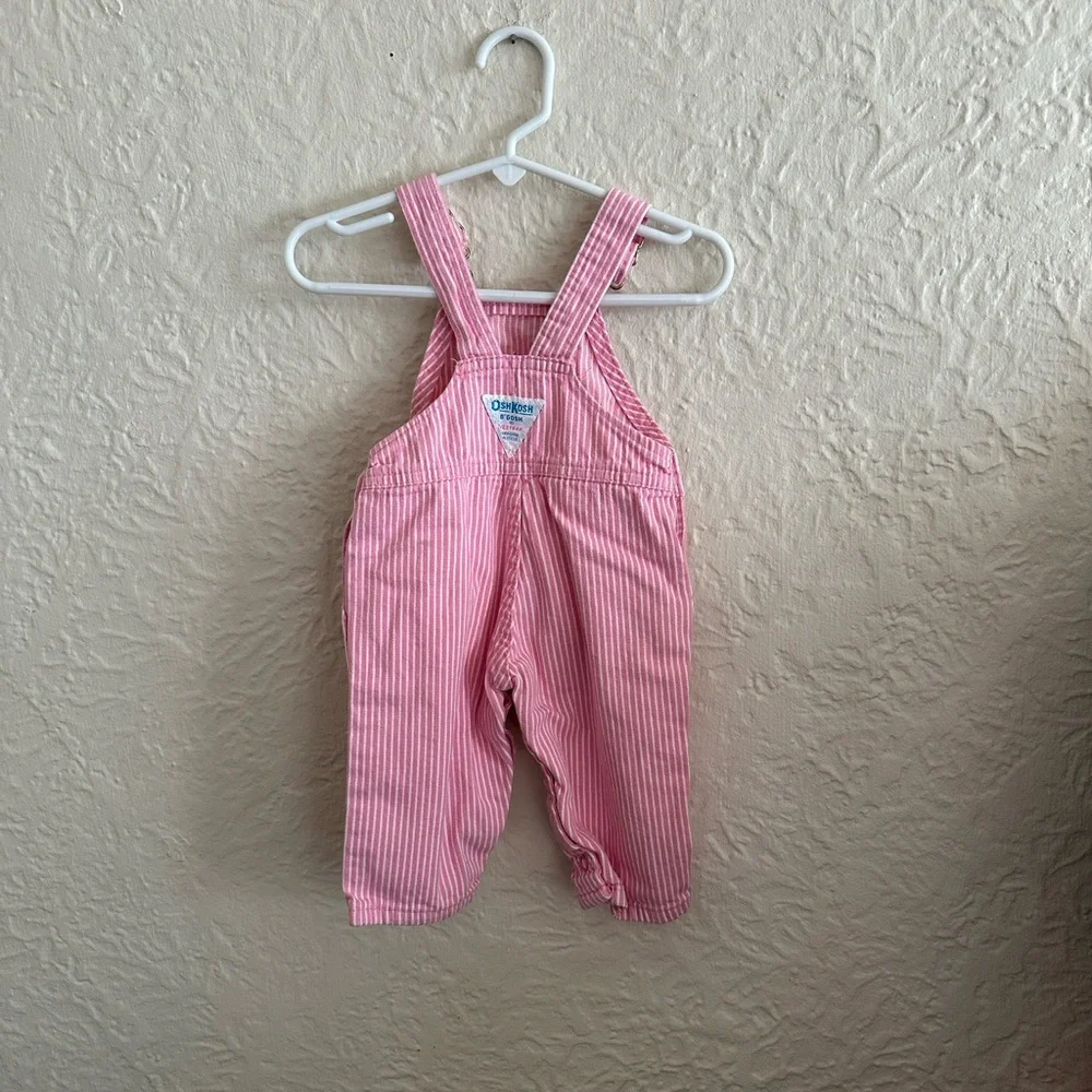 Oshkosh B’Gosh Pink White Stripe Vintage Overalls